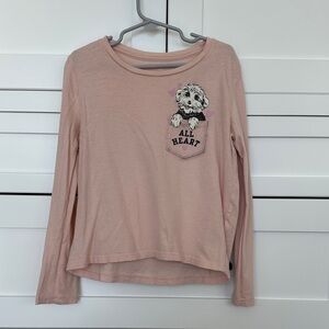Old Navy Pink Long Sleeve Tee with Dog Graphic brand size M8 (true size 6)